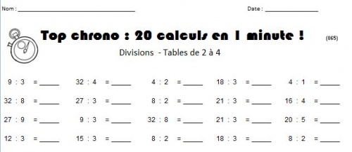 Tables de Multiplication - Exercices chronométrés - 100 jours : Fiches de  calcul mental avec corrigés pour enfants - CE2 CM1 CM2 - Numération et  problèmes - Exercice de vitesse. (Paperback) 