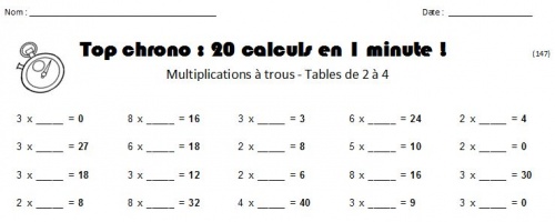 Défi multiplications à trous