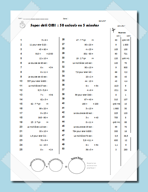 Tables de multiplication | 100 fiches pour s'entraîner et maitriser les  multiplications: Opérations. Calcul mental. Mathématiques. Exercices