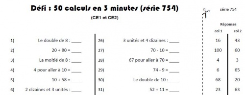 Calcul Mental Defi Ce Charivari A L Ecole