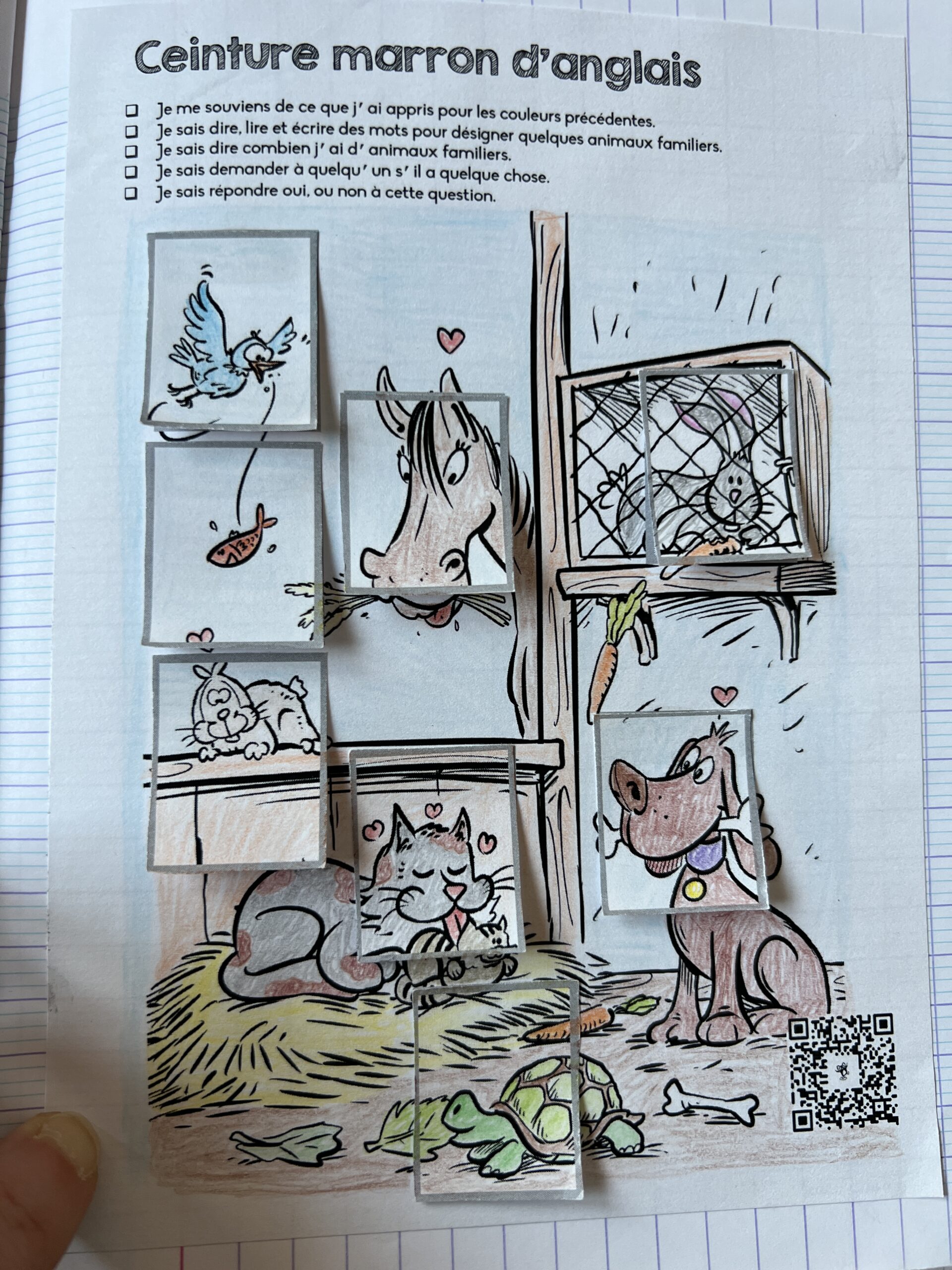 English - French: Anglais animaux vocabulaire avec papier à lettres doublé  et livre de coloriage pour les enfants : Facile et amusant jeux  d'apprentissage anglais français animaux mots de base avec la